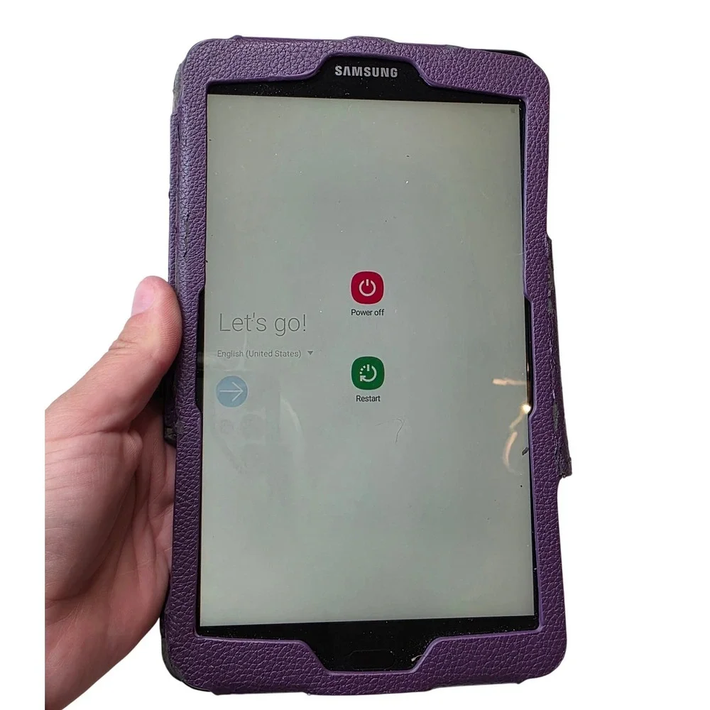 Samsung Galaxy Tab A 8.0 SM-T380 16GB Black Tablet with Purple Fintie Case W1
